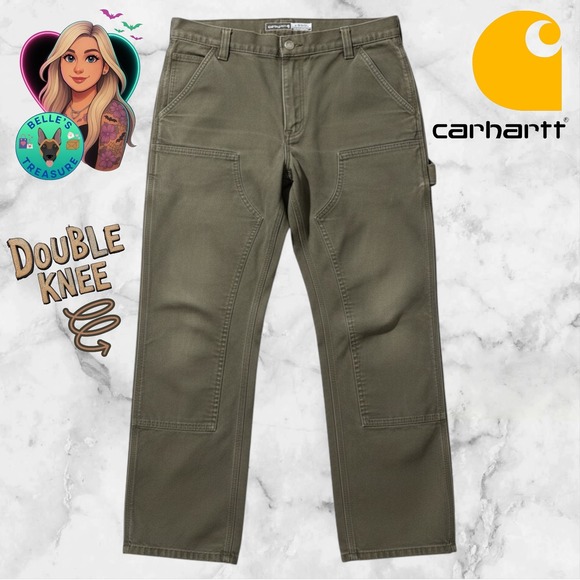 Carhartt Rugged Flex Relaxed Duck Double Front Work Pants Green BN3334-M 33x30